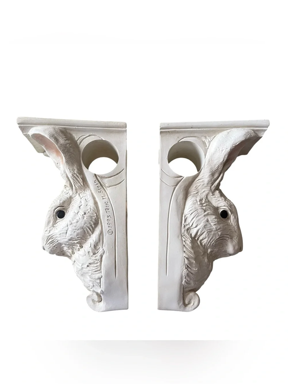 Vintage 1995 Telle M. Stein Bunny Drapery Brackets